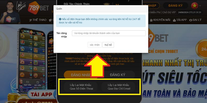 Thao tác đơn giản để lấy lại mật khẩu tại 789 Bet